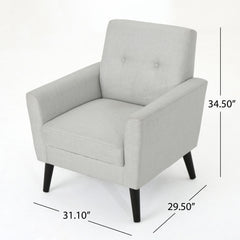 Radiantize - Upholstered Fabric Club Chair With Square-Off Back And Button Tufted - Light Gray