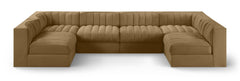 Rummi - Armless Velvet Performance Fabric Upholstered 6 Piece Modular Sectional
