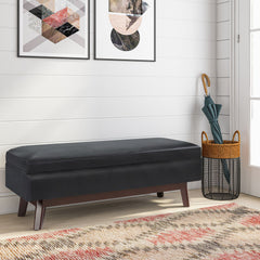 Owen - Rectangular Storage Ottoman - Midnight Black
