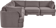 Hammond - Velvet Performance Fabric Upholstered 5 Piece Corner Sectional
