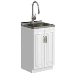 Darwin - Laundry Utility Sink And Cabinet With Sink And Pull Out Faucet - White