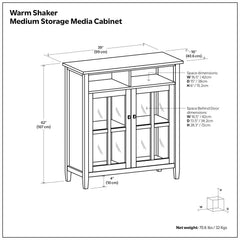 Warm Shaker - Handcrafted Medium Storage Media Cabinet