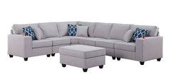 Cooper - 7 Piece Reversible L-Shape Sectional Sofa & Comfort Ottoman And Cupholder - Light Gray