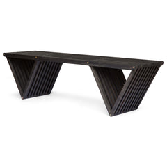 Gloaming - Outdoor Bench With Slat Design And Triangular Base - Dark Gray