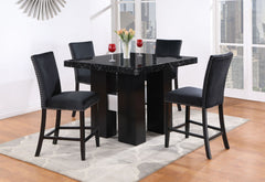 D04 - 7 Piece Dining Room Set (Black Bar Table And 6 Bar Stools) - Black