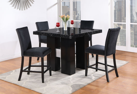 D04 - 5 Piece Dining Room Set (Bar Table And Four Bar Stools) - Black