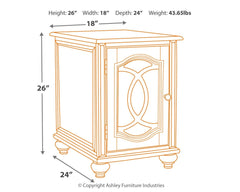 Realyn - Chair Side End Table - Insert Mirror - White / Brown
