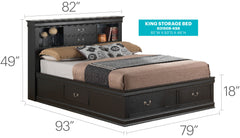 Traditional Style Bookcase Storage Bed