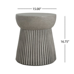 Modern Outdoor Lightweight Concrete Side Table With Hourglass Design - Light Gray