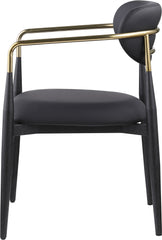 Ronda - Vegan Leather Upholstered Dining Arm Chair - Black Legs