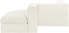 Rummi - Rounded Velvet Performance Fabric Upholstered 5 Piece Modular Sectional