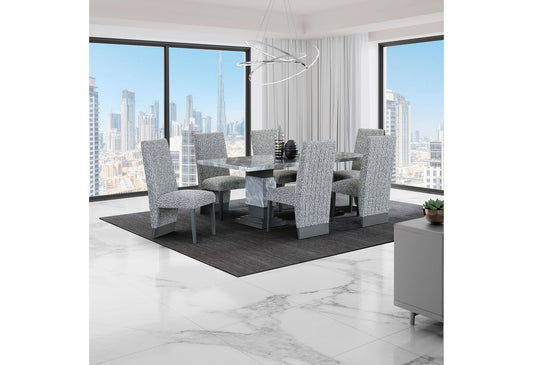 D1212 - 7 Piece Dining Room Set (Dining Table And 6 Dining Chairs) - Gray / White