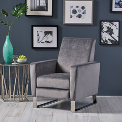Bolt - Upholstered Recliner Chair With Stainless Steel Base - Gray