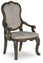 Maylee - Dining Upholstered Arm Chair (Set of 2) - Dark Brown