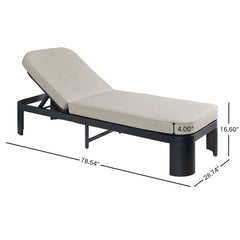 Outdoor Chaise Lounge With Cushion, 5 Position Adjustable Backrest