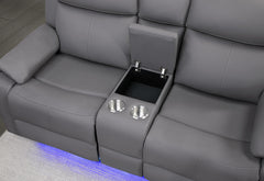 U6026 - 3 Piece Living Room Set (46A Reclining Sofa, Console Reclining Loveseat With Speaker And Glider Recliner) - Gray