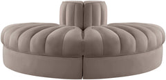 Rummi - Velvet Performance Fabric Upholstered 2 Piece Rounded Modular Loveseat