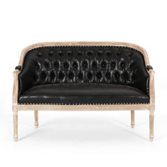 French Country Chesterfield Style Tufted Loveseat - Black