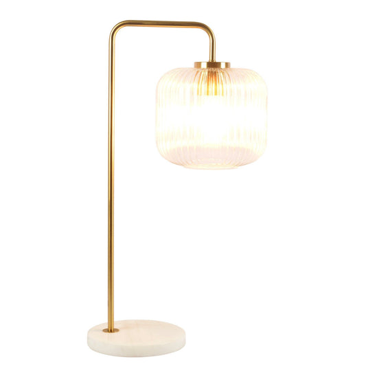 Haven - Clear Table Lamp, Button Control - Gold / White / White Marble