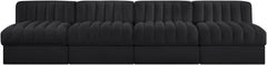 Rummi - Armless Velvet Performance Fabric Upholstered 4 Piece Modular Sofa