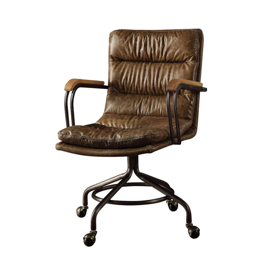 Harith - Vintage Top Grain Leather Office Chair - Brown
