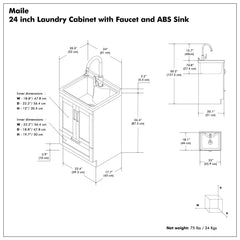 Maile - Laundry Utility Sink And Cabinet With Sink - White