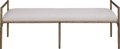 Axis - Linen Textured Beige Fabric Upholstered Bench