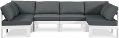 Nizuc - Outdoor Patio 6 Piece Modular Sectional With White Frame