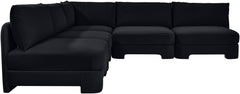 Hammond - Velvet Performance Fabric Upholstered 5 Piece Armless Sectional