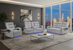 U6611 - 15 Power Reclining Sofa / Power Console Reclining Loveseat - Dark Gray