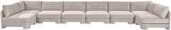 Hammond - Velvet Performance Fabric Upholstered 8 Piece U-Shaped Armless Sectional - Beige