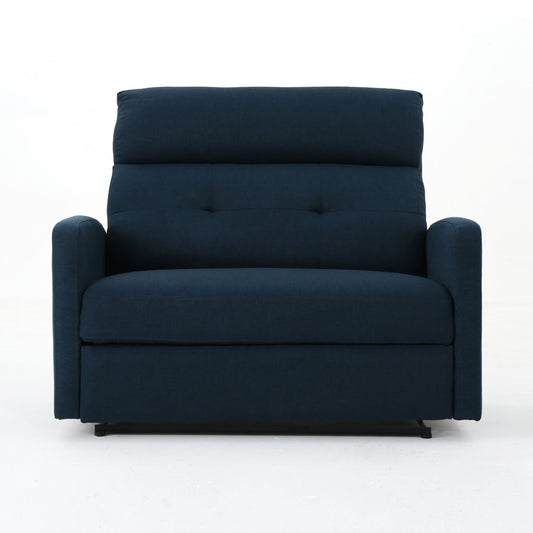 Alma - Contemporary Upholstered Loveseat Recliner - Navy Blue