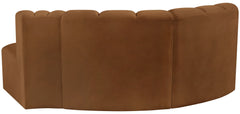 Arc - Velvet 3 Piece Modular L-Shaped Sofa - Saddle