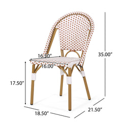 Outdoor Rattan And Aluminum French Bistro Chairs (Set of 2) Bamboo Print - Rust Red / White