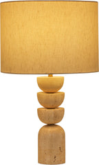 Opus - Travertine, Linen Textured Fabric And Brass Table Lamp - Travertine