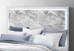 Naomi - 4 Piece Bedroom Set (King Bed, Dresser, Mirror, Nightstand) - Silver Marble