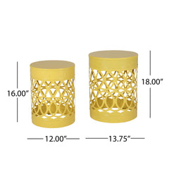 Outdoor Metal (Set of 2) End Table - Yellow