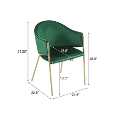 Modern Upholstered Dining Chair With Gold Metal Frame - Emerald / Gold