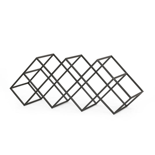 Modern Industrial Tabletop Wine Rack With 7 Bottle Holders - Black