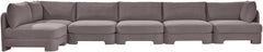Hammond - Velvet Performance Fabric Upholstered 6 Piece L-Shaped Armless Sectional