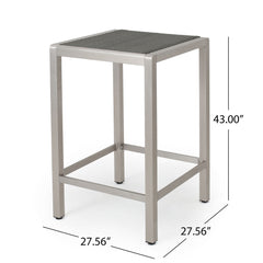 Outdoor 43" Aluminum Bar Table With Rattan Table Top - Gray