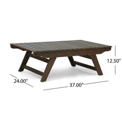 Outdoor Acacia Wood Coffee Table With Open Slat Design - Gray