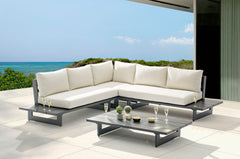 Maldives - Water Resistant Outdoor Patio Sectional With Gray Frame - Cream