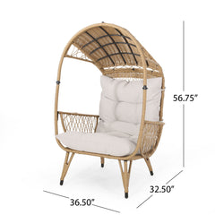 Outdoor Wicker Standing Basket Chair With Cushion - Brown