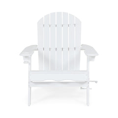 Zenithia - Outdoor Foldable Adirondack Chair With 2 Cup Holders - White