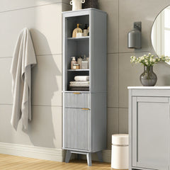 Tall Bathroom Storage Cabinet With Adjustable Shelves And 1 Drawer & Door