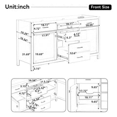 Bathroom Vanity Cabinet Only With Soft Closing Doors & Drawers, Adjustable Shelves - White