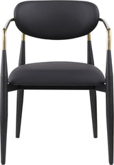 Ronda - Vegan Leather Upholstered Dining Arm Chair - Black Legs