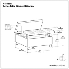 Harrison - Coffee Table Storage Ottoman - Dark Gray