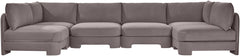 Hammond - Velvet Performance Fabric Upholstered 6 Piece U-Shaped Armless Sectional